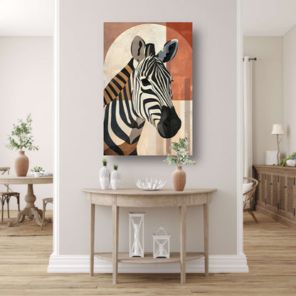Geometrische Zebra in Aardse Tinten canvas