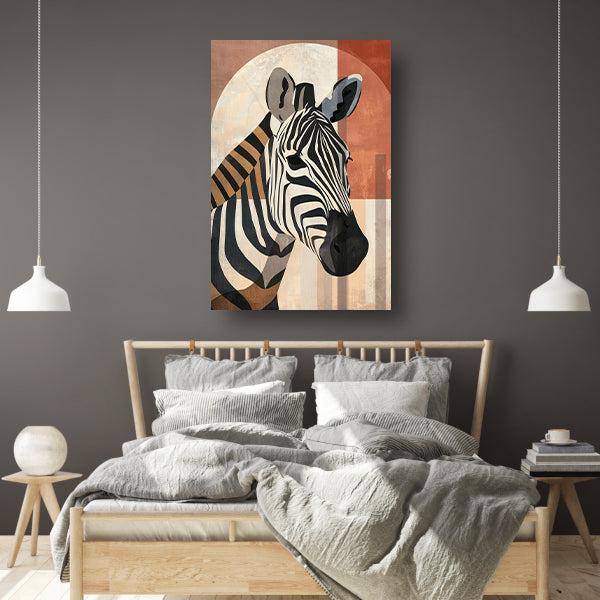 Geometrische Zebra in Aardse Tinten canvas