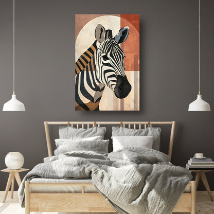 Geometrische Zebra in Aardse Tinten canvas
