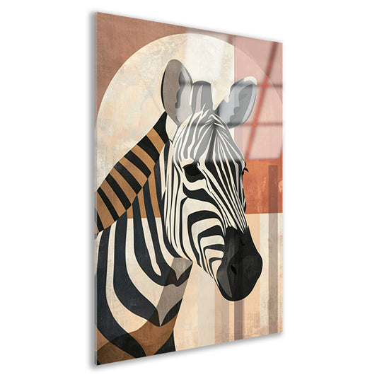 Geometrische Zebra in Aardse Tinten acrylglas