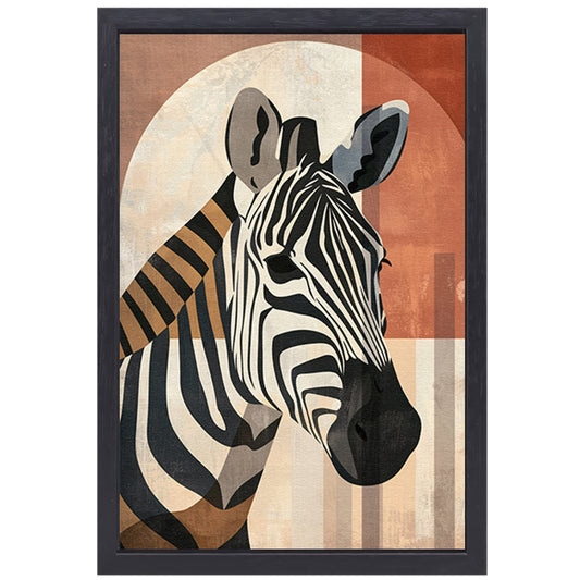 Geometrische Zebra in Aardse Tinten canvas met baklijst