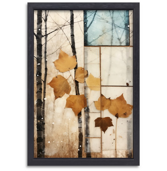 Minimalistische bomen in schemering canvas met baklijst