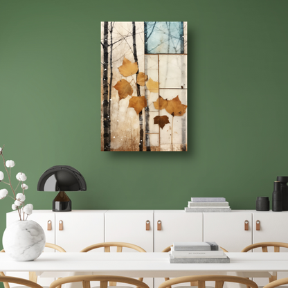 Minimalistische bomen in schemering canvas met baklijst