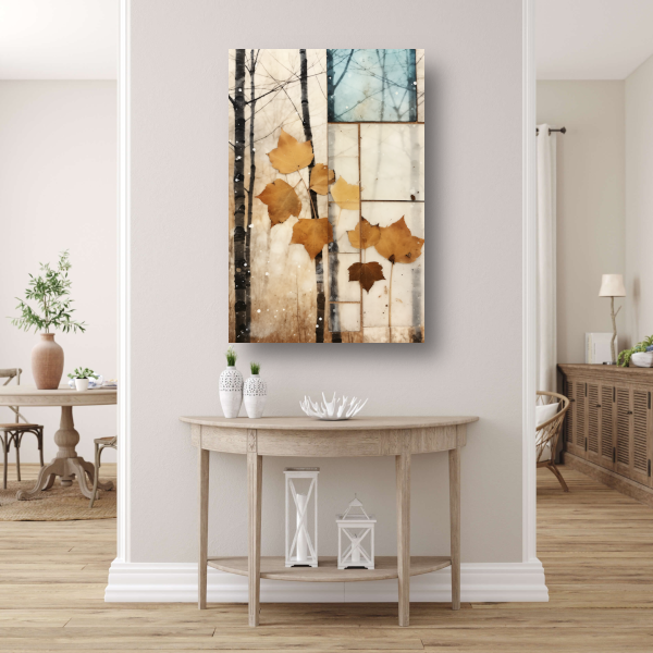 Minimalistische bomen in schemering canvas met baklijst
