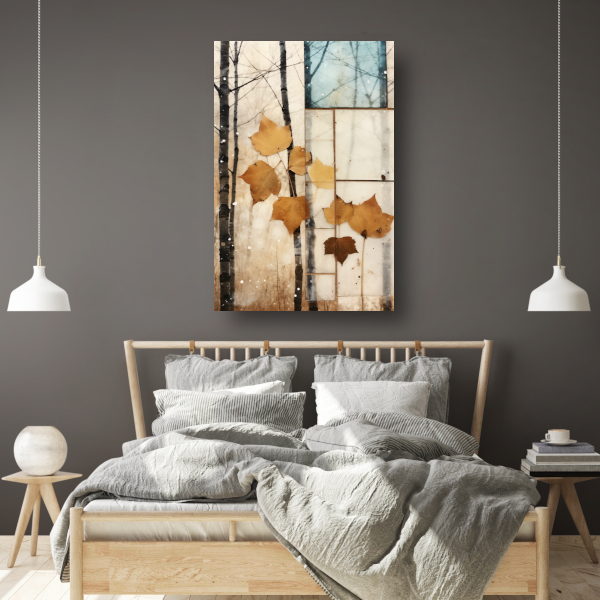 Minimalistische bomen in schemering canvas met baklijst