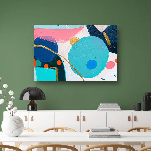 Abstract schilderij met kleurrijke vormen en lijnen acrylglas