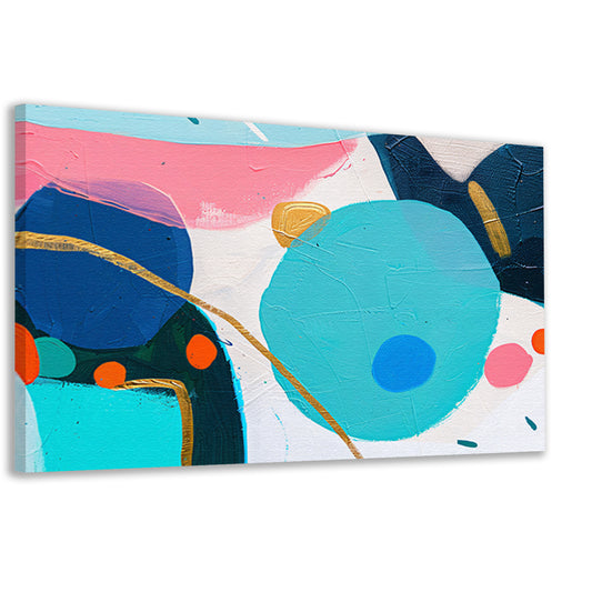 Abstract schilderij met kleurrijke vormen en lijnen canvas
