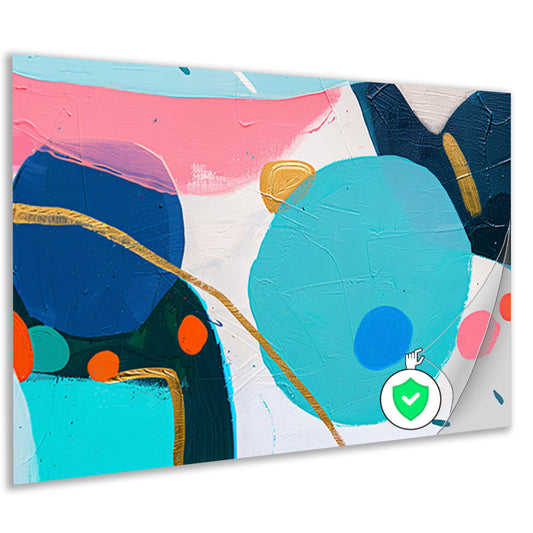 Abstract schilderij met kleurrijke vormen en lijnen poster