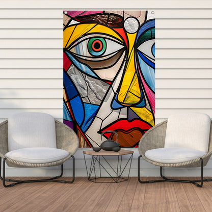Abstract Kubistisch Portret in Popart Stijl tuinposter