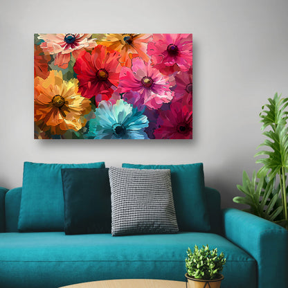 Levendige Digitale Kunst van Kleurrijke Abstracte Bloemen poster
