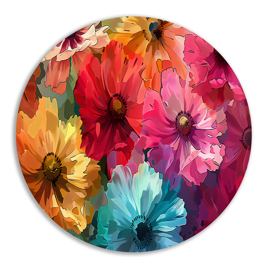 Levendige Digitale Kunst van Kleurrijke Abstracte Bloemen forex muurcirkel