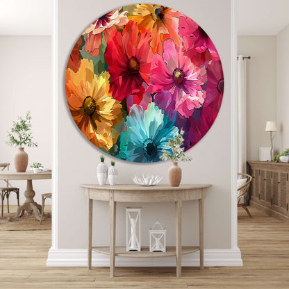 Levendige Digitale Kunst van Kleurrijke Abstracte Bloemen forex muurcirkel