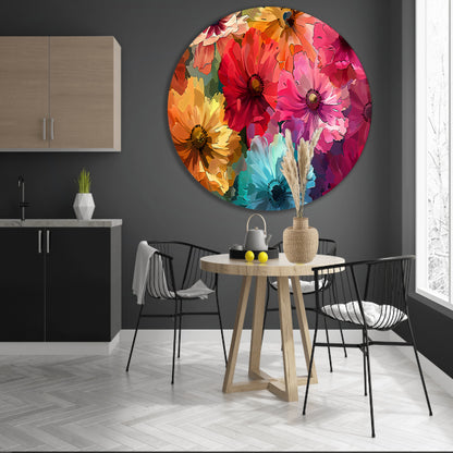 Levendige Digitale Kunst van Kleurrijke Abstracte Bloemen forex muurcirkel