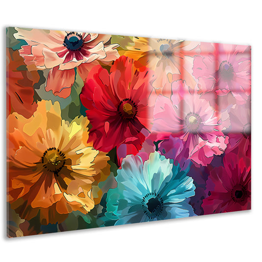 Levendige Digitale Kunst van Kleurrijke Abstracte Bloemen acrylglas
