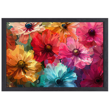 Levendige Digitale Kunst van Kleurrijke Abstracte Bloemen canvas met baklijst