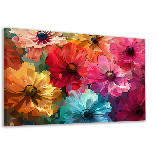 Levendige Digitale Kunst van Kleurrijke Abstracte Bloemen canvas
