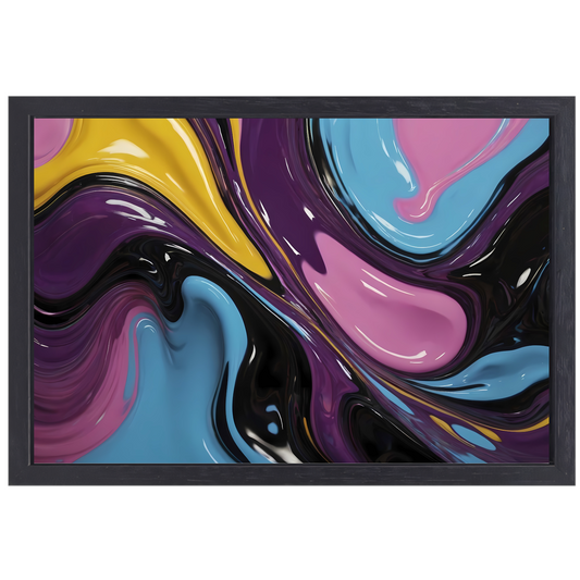 Abstract Spel van Vloeibare Kleuren canvas met baklijst