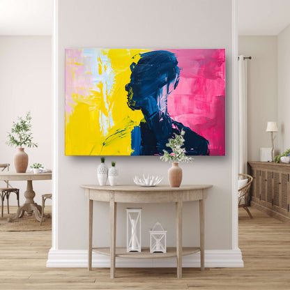 Abstracte silhouet met levendige kleuren poster