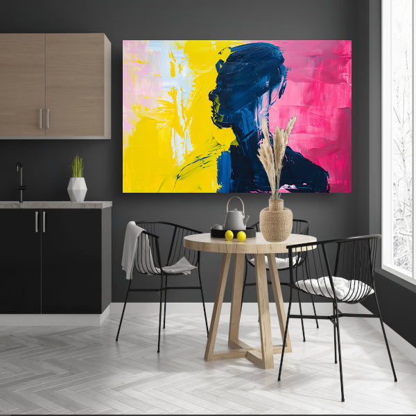 Abstracte silhouet met levendige kleuren poster