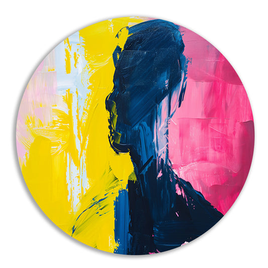 Abstracte silhouet met levendige kleuren aluminium muurcirkel