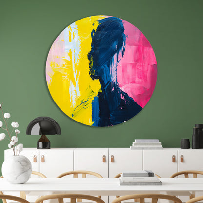 Abstracte silhouet met levendige kleuren aluminium muurcirkel