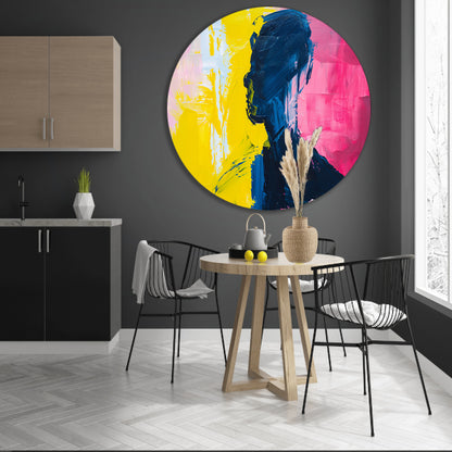 Abstracte silhouet met levendige kleuren aluminium muurcirkel