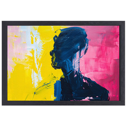 Abstracte silhouet met levendige kleuren canvas met baklijst
