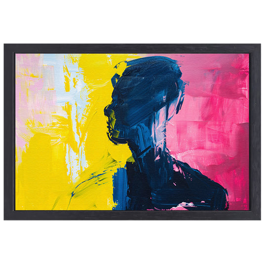 Abstracte silhouet met levendige kleuren canvas met baklijst