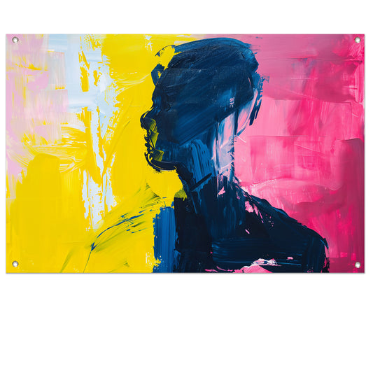 Abstracte silhouet met levendige kleuren tuinposter