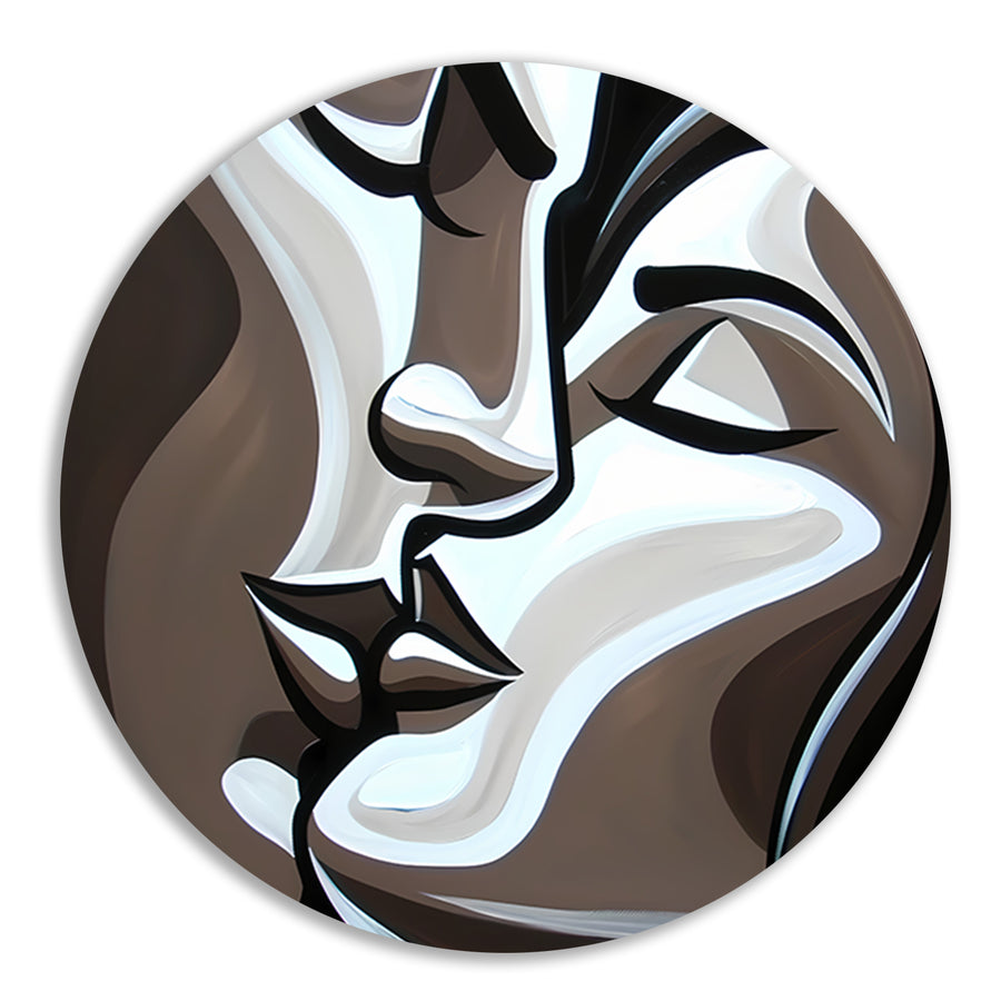 Modern abstract kunstwerk van kussende gezichten forex muurcirkel