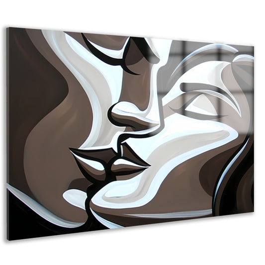 Modern abstract kunstwerk van kussende gezichten acrylglas