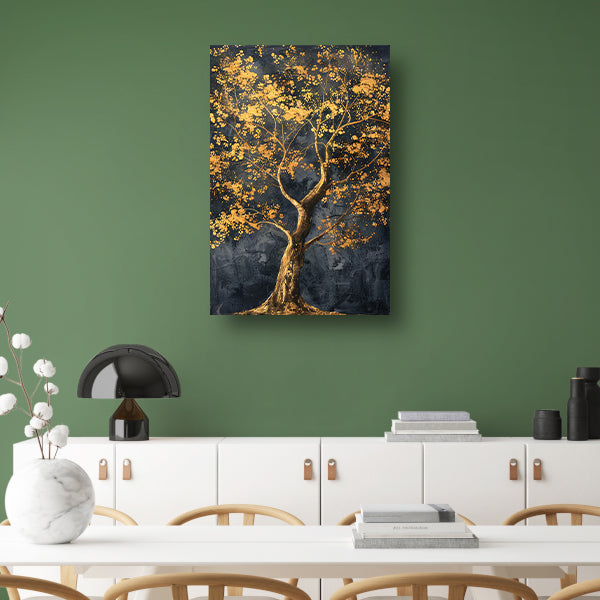 Grote boom met gouden bladeren kunst acrylglas