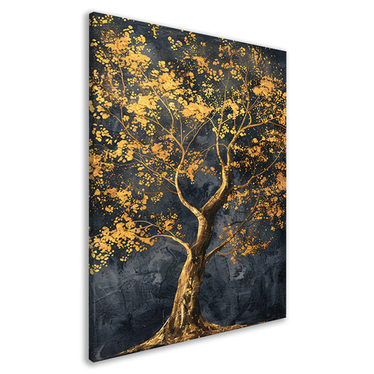 Grote boom met gouden bladeren kunst canvas