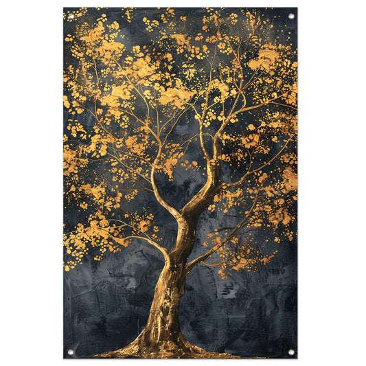 Grote boom met gouden bladeren kunst tuinposter