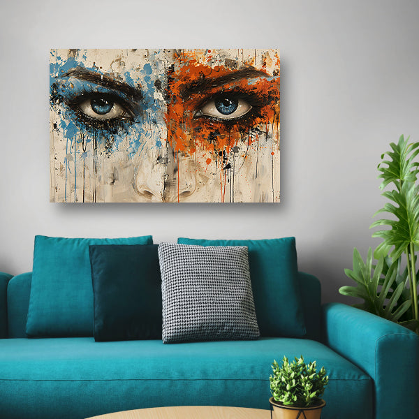 Twee Ogen omgeven door Kleur en Emotie canvas