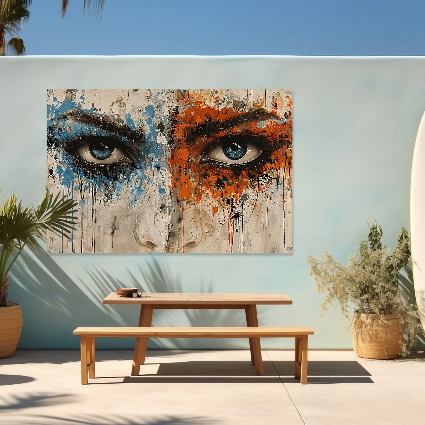 Twee Ogen omgeven door Kleur en Emotie tuinposter