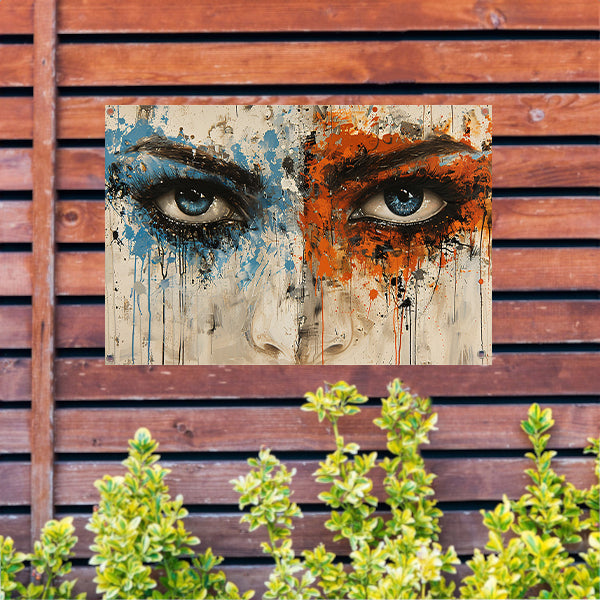 Twee Ogen omgeven door Kleur en Emotie tuinposter