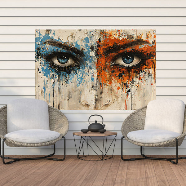 Twee Ogen omgeven door Kleur en Emotie tuinposter