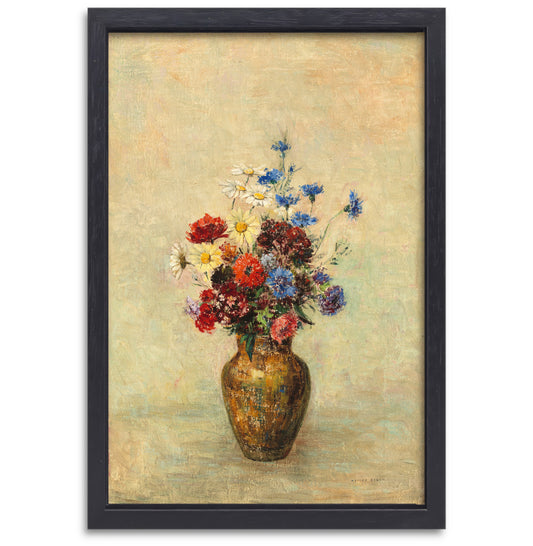Bloemen in een vaas - Odilon Redon canvas met baklijst
