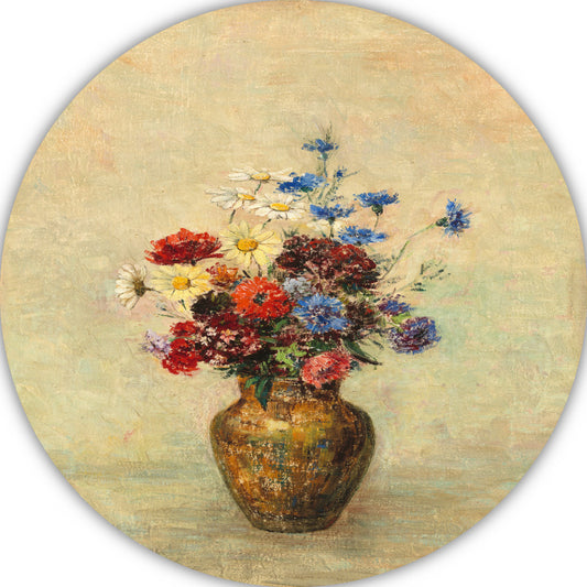 Bloemen in een vaas - Odilon Redon aluminium muurcirkel