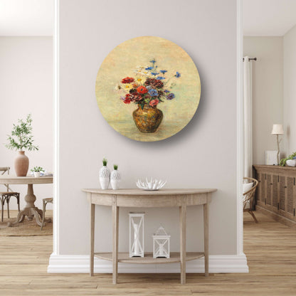 Bloemen in een vaas - Odilon Redon aluminium muurcirkel