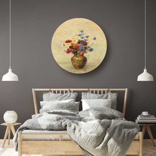 Bloemen in een vaas - Odilon Redon aluminium muurcirkel