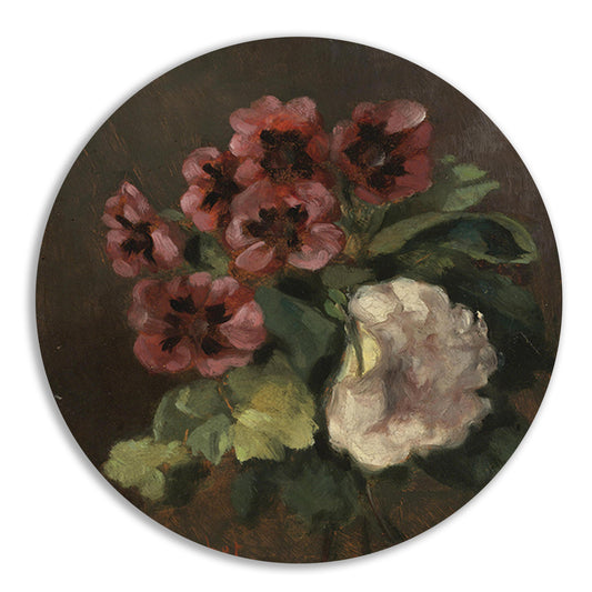 Bouquet of Flowers - Gustave Courbet aluminium muurcirkel