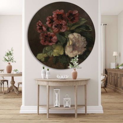 Bouquet of Flowers - Gustave Courbet aluminium muurcirkel