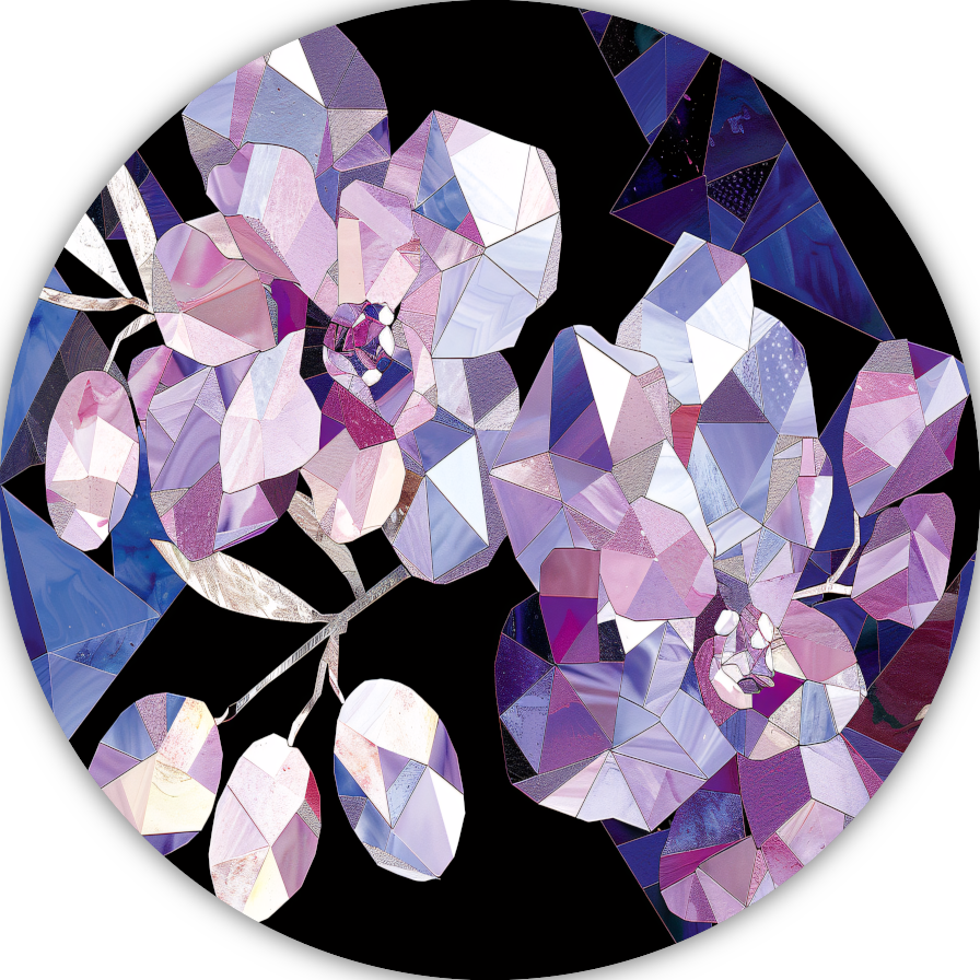 Minimalistische Abstracte Paarse Bloemen forex muurcirkel