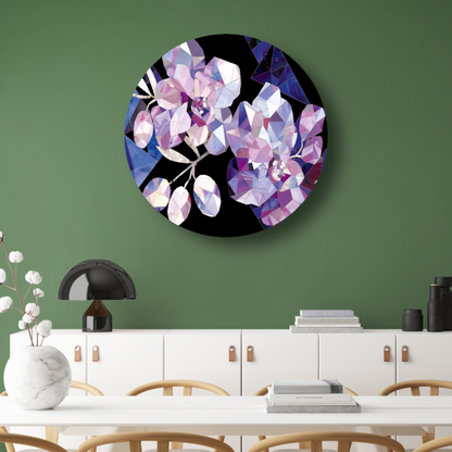 Minimalistische Abstracte Paarse Bloemen aluminium muurcirkel