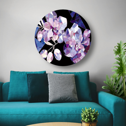 Minimalistische Abstracte Paarse Bloemen aluminium muurcirkel