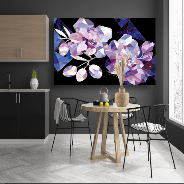 Minimalistische Abstracte Paarse Bloemen canvas