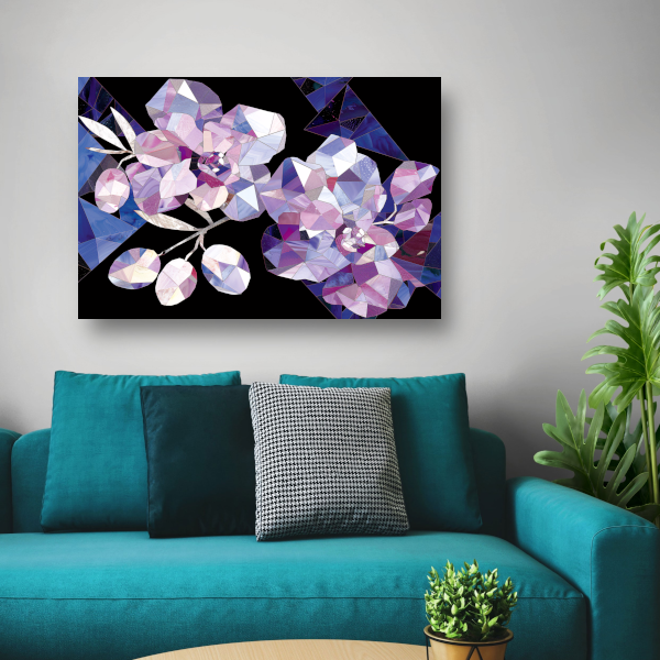Minimalistische Abstracte Paarse Bloemen canvas