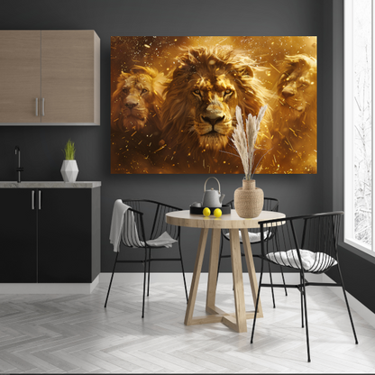 Leeuwen savanne zonsondergang poster